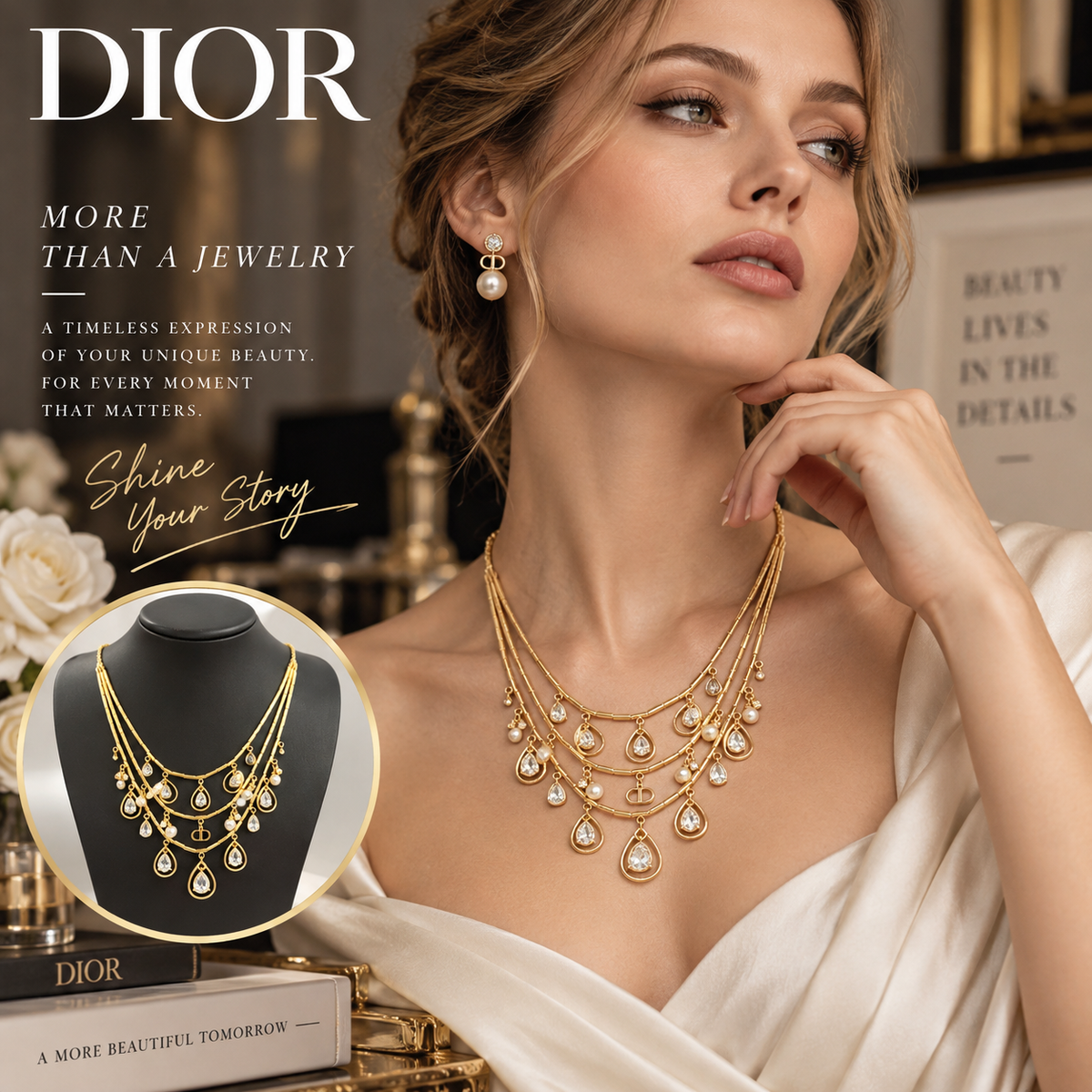DIOR Pearl Layered Necklace