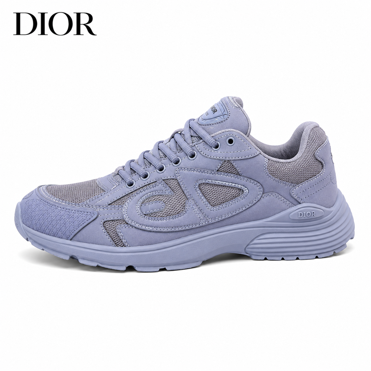 Dior B30 Sneaker — Slate Blue Grey Tonal, CD Logo Relief Panel, Men’s EU 38–44