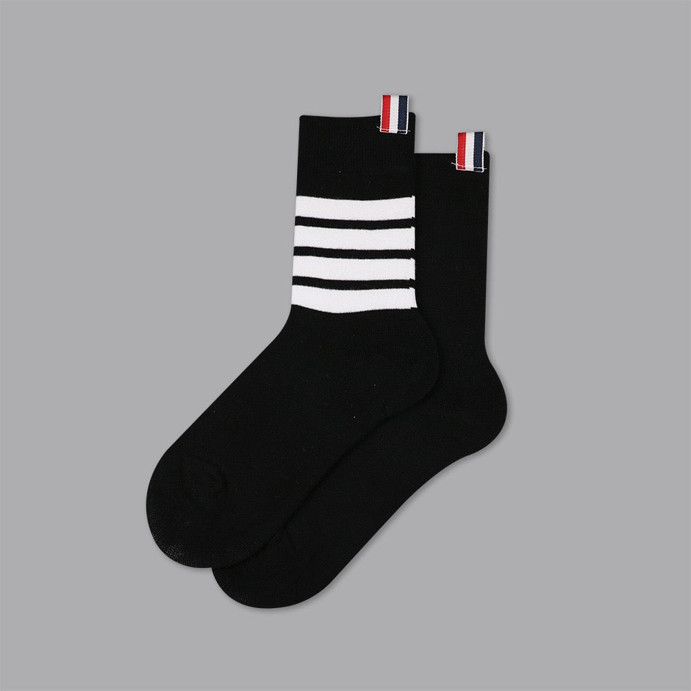 Thom Browne Classic Four-Bar Mid-Calf Socks - Premium Cotton 3-Pack