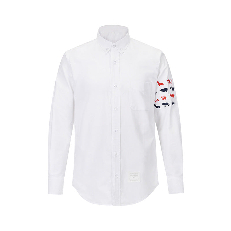 Thom Browne 4-Bar Embroidery Shirt