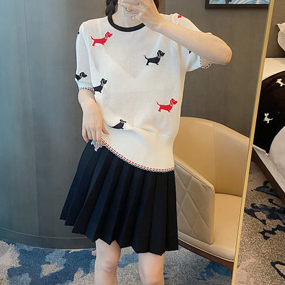 Thom Browne Women's Crew Neck Hollow Pullover Sweater