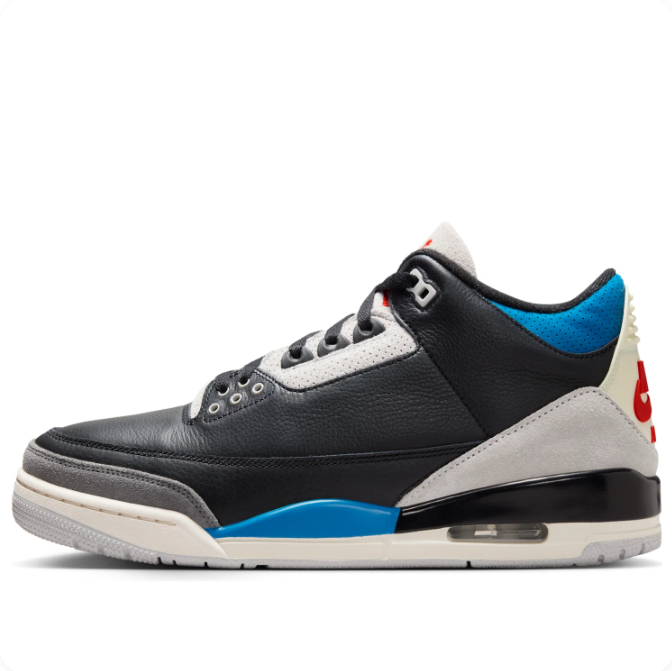 Nike Air Jordan 3 Retro Black Gray & Blue Sneakers