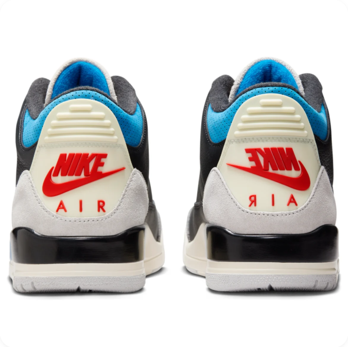 Nike Air Jordan 3 Retro Black Gray & Blue Sneakers