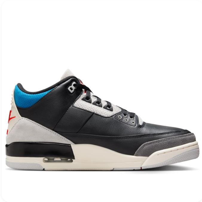 Nike Air Jordan 3 Retro Black Gray & Blue Sneakers