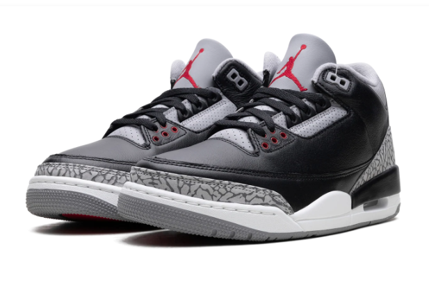 Nike Air Jordan 3 Retro Black Gray & Red Sneakers