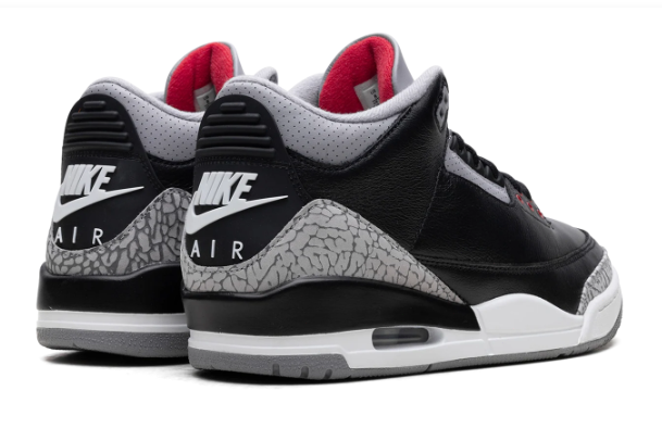 Nike Air Jordan 3 Retro Black Gray & Red Sneakers