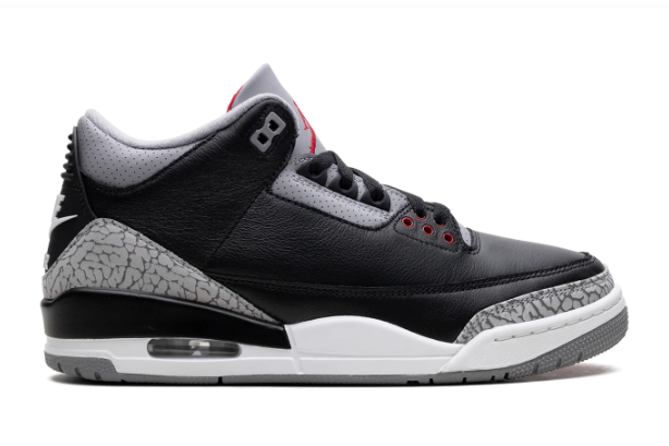 Nike Air Jordan 3 Retro Black Gray & Red Sneakers