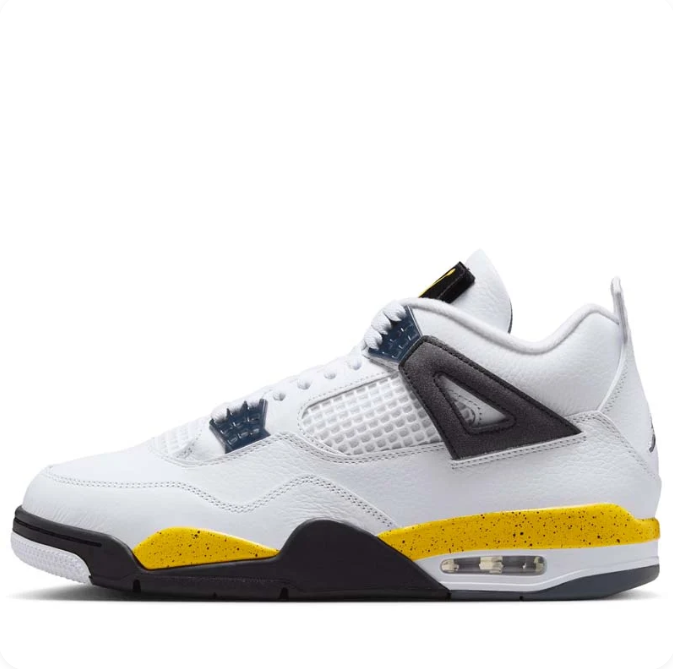 Nike Air Jordan 4 Retro White Black & Yellow Sneakers