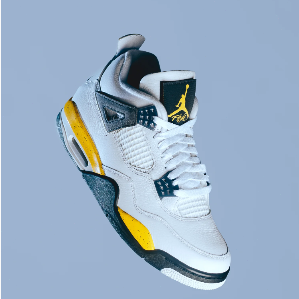 Nike Air Jordan 4 Retro White Black & Yellow Sneakers