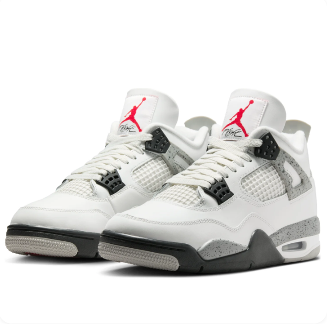 Nike Air Jordan 4 Retro White Gray & Black Sneakers