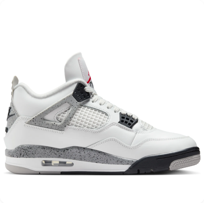 Nike Air Jordan 4 Retro White Gray & Black Sneakers
