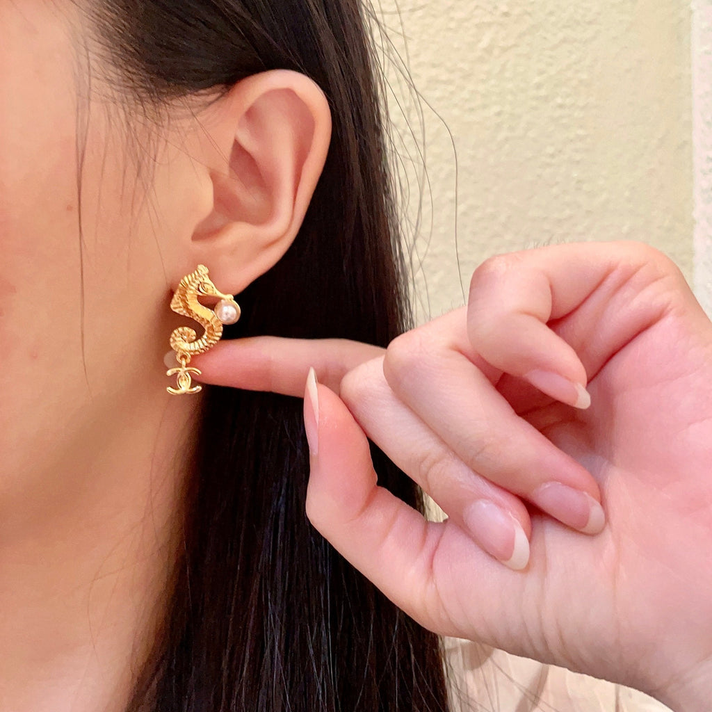 CHANEL P80 Pearl Double-C Earrings