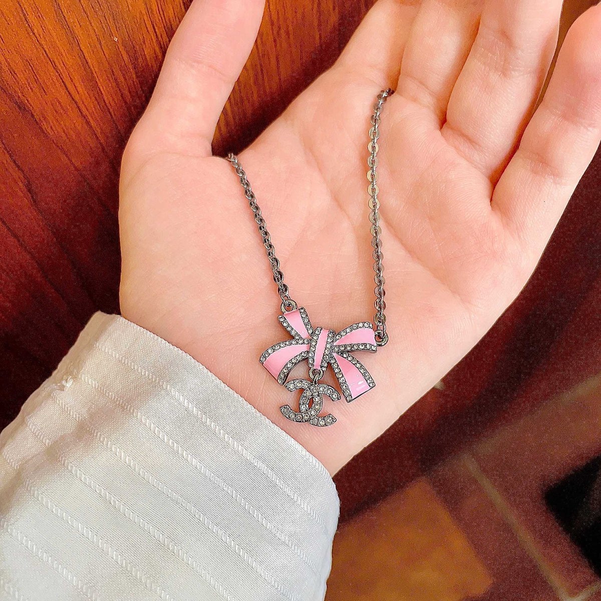 CHANEL P85 Double-C Bow Necklace