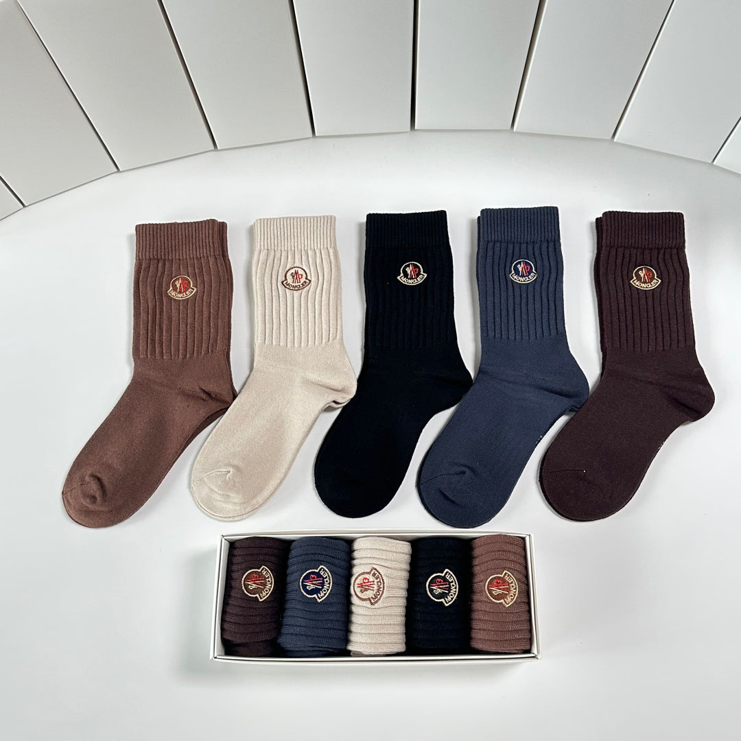 Moncler Cashmere Blend Knee-High Socks – 5-Pair Set #002