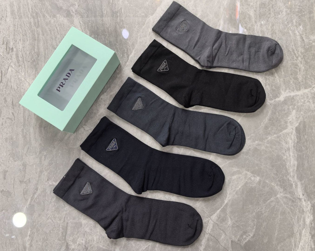 Prada Cashmere Blend Crew Socks – 5-Pair Set #002