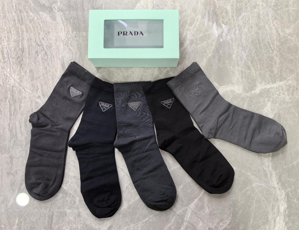 Prada Cashmere Blend Crew Socks – 5-Pair Set #002