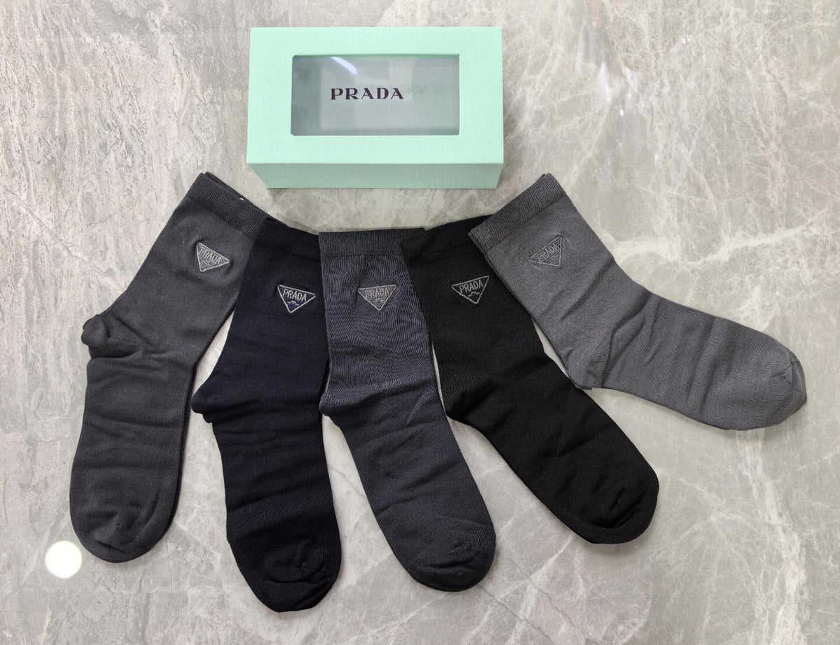 Prada Cashmere Blend Crew Socks – 5-Pair Set #002
