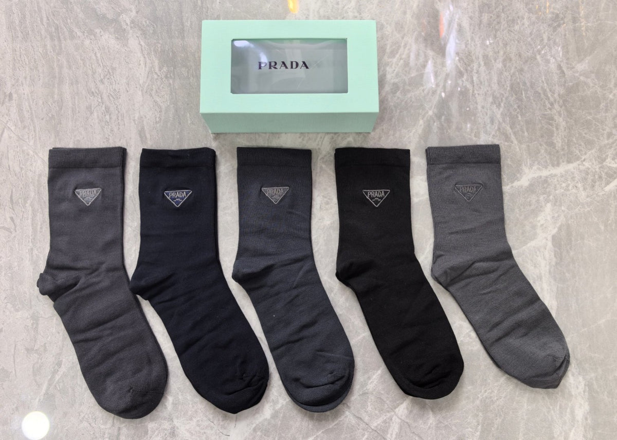 Prada Cashmere Blend Crew Socks – 5-Pair Set #002