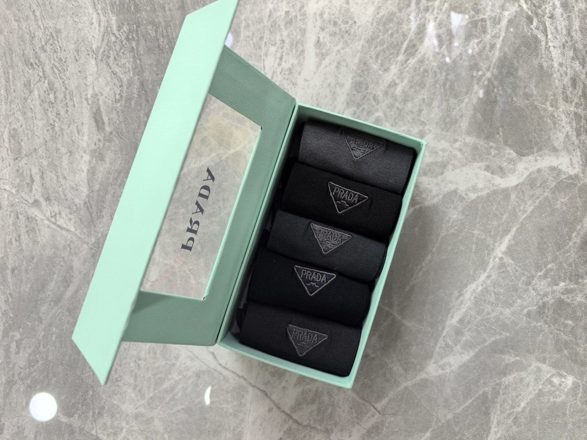 Prada Cashmere Blend Crew Socks – 5-Pair Set #002