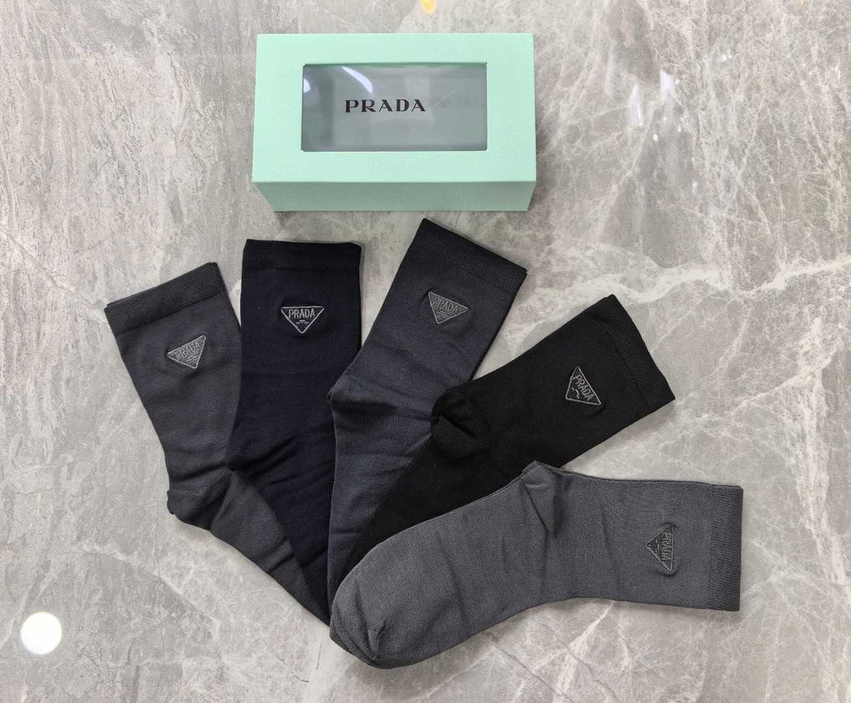 Prada Cashmere Blend Crew Socks – 5-Pair Set #002