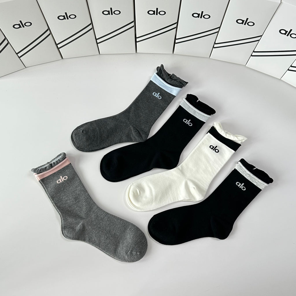 Alo Yoga Comfort Knee-High Socks – 5-Pair Set #002