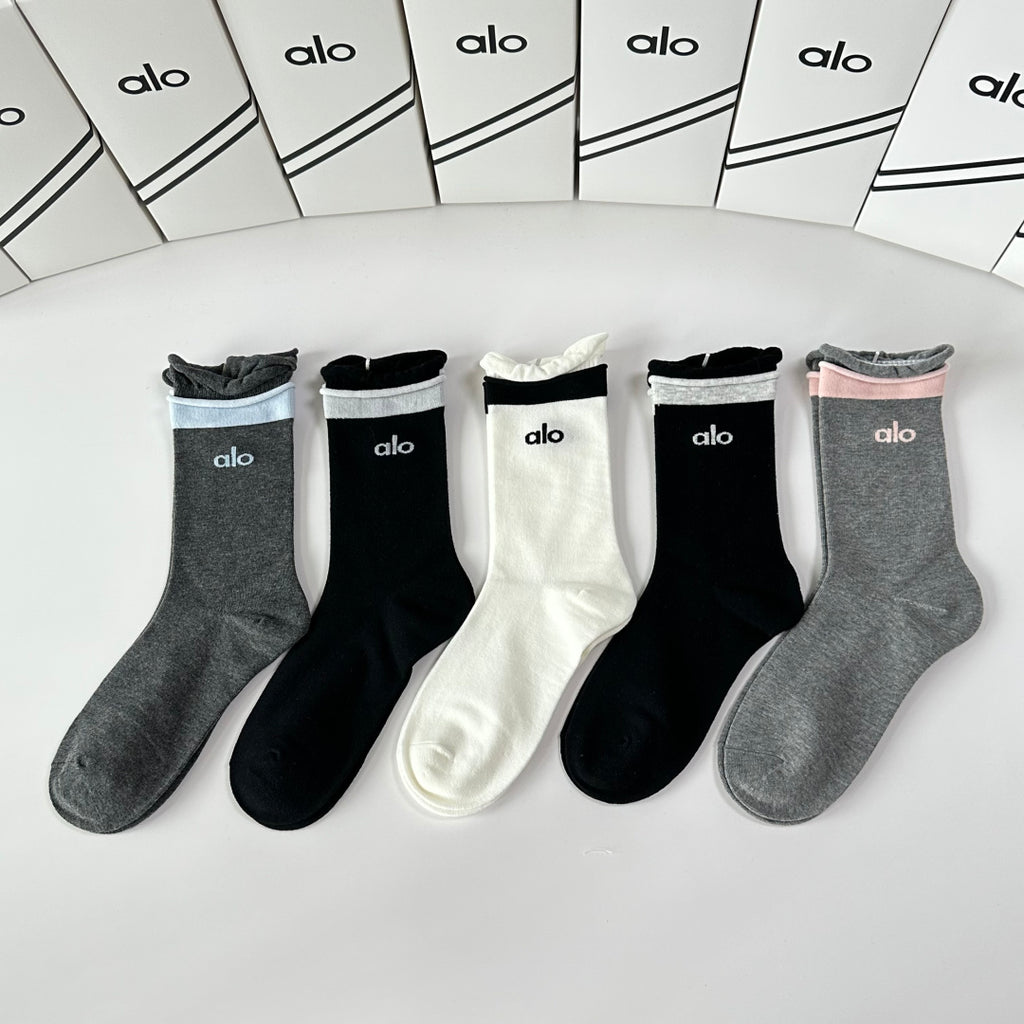 Alo Yoga Comfort Knee-High Socks – 5-Pair Set #002