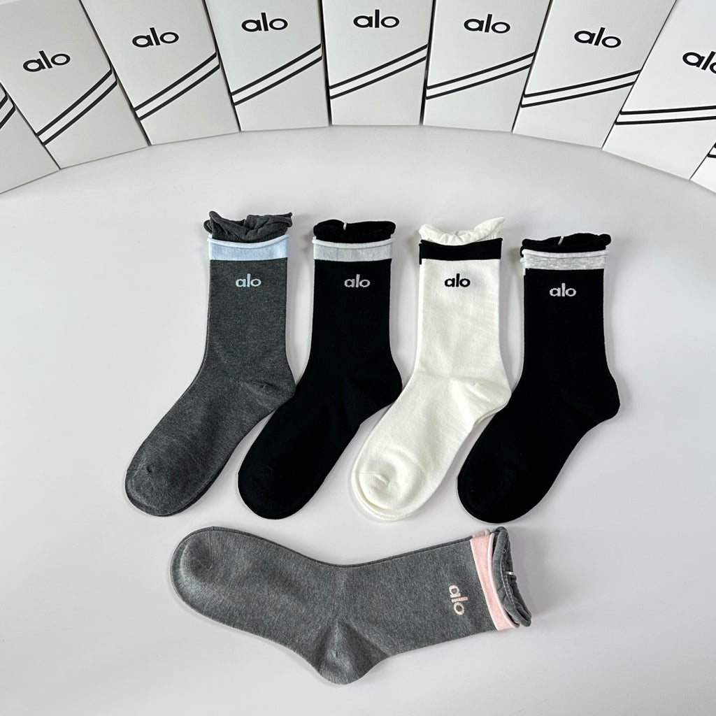 Alo Yoga Comfort Knee-High Socks – 5-Pair Set #002