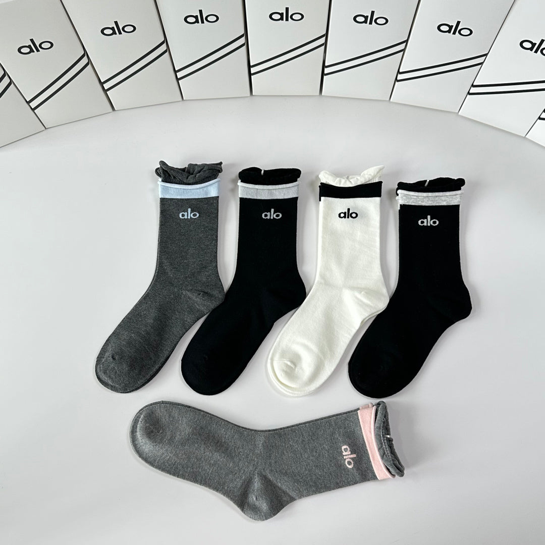 Alo Yoga Comfort Knee-High Socks – 5-Pair Set #002