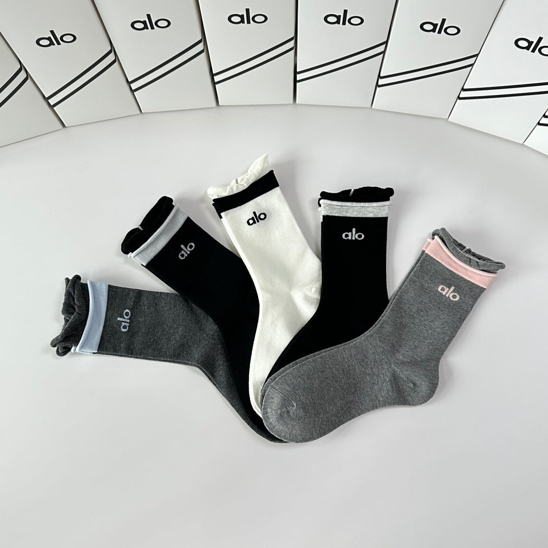 Alo Yoga Comfort Knee-High Socks – 5-Pair Set #002