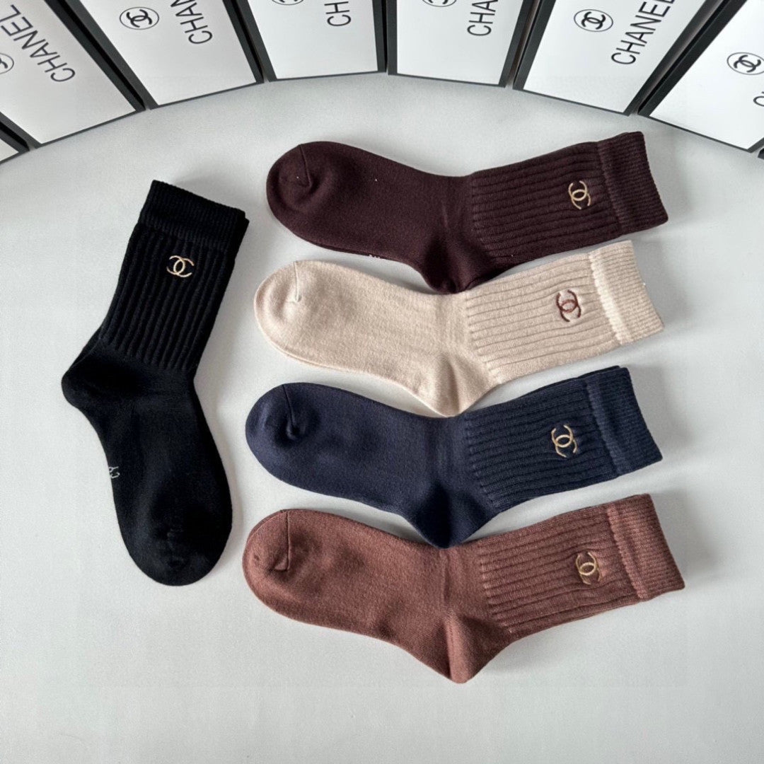 Chanel Comfort Knee-High Socks – 5-Pair Set #003