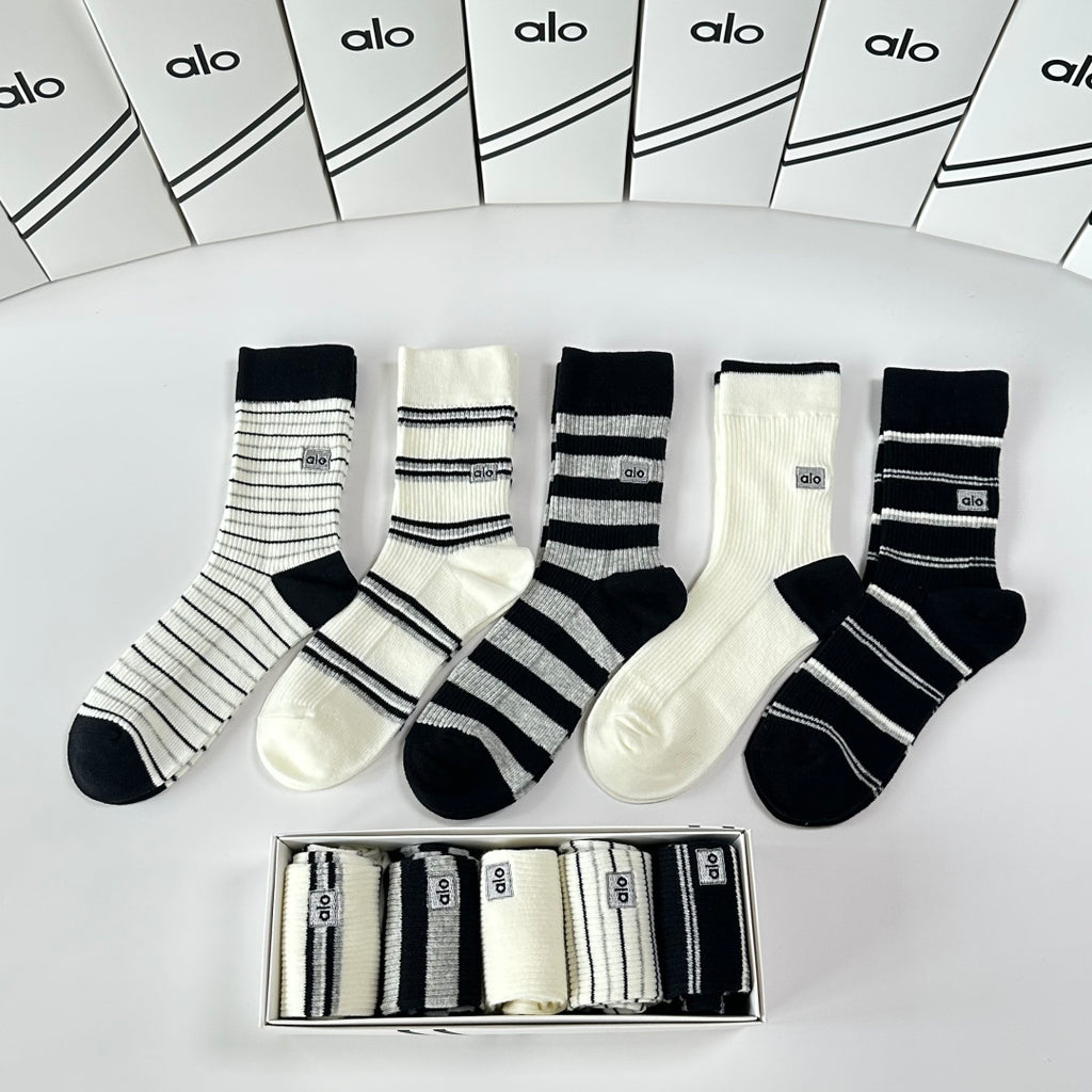 Alo Yoga Cashmere Blend Crew Socks – 5-Pair Set #002
