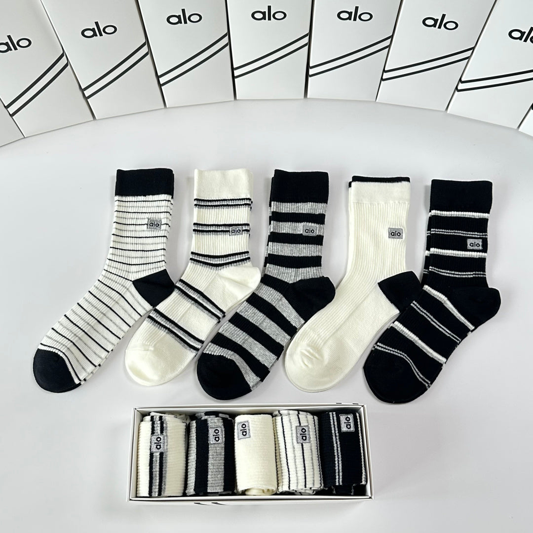 Alo Yoga Cashmere Blend Crew Socks – 5-Pair Set #002
