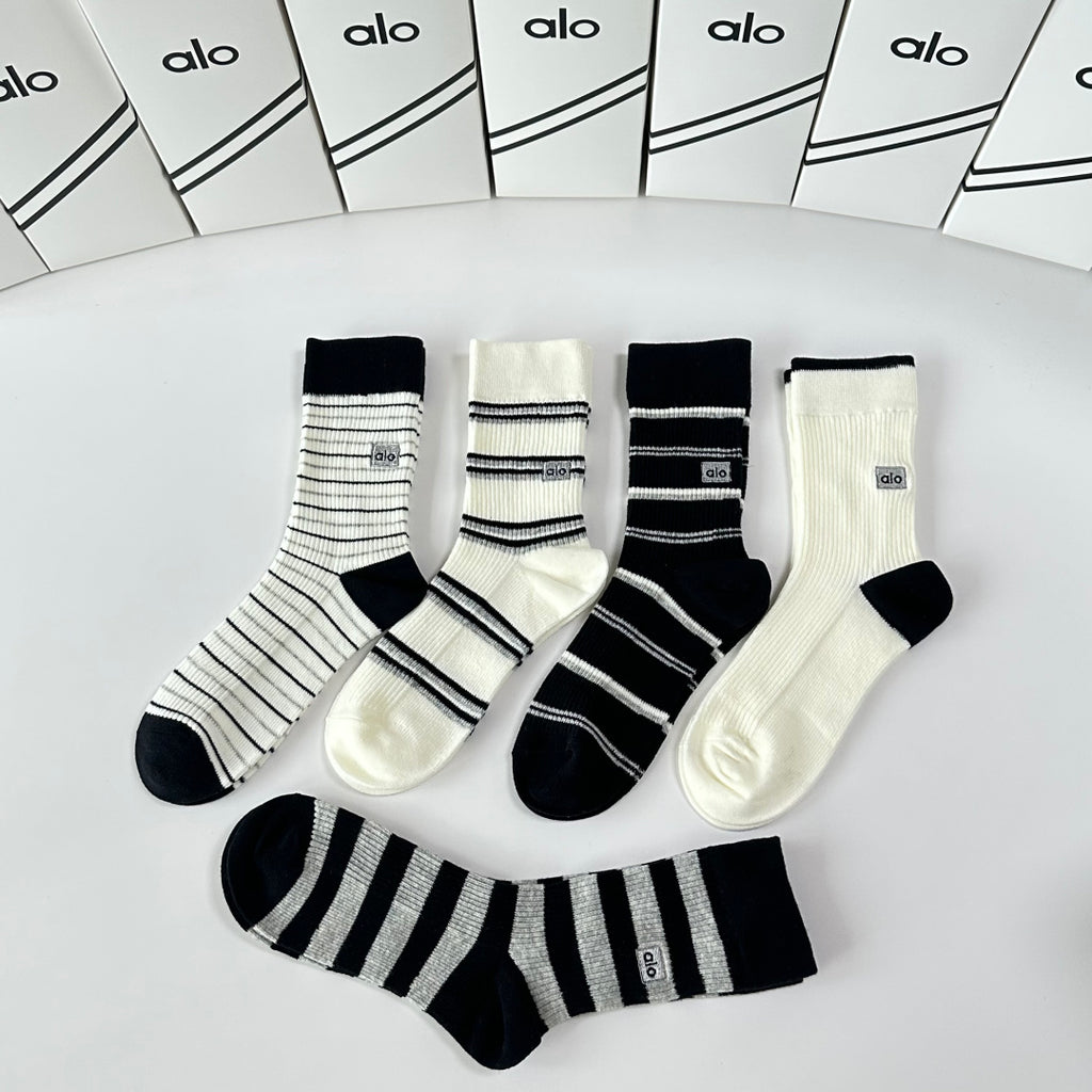 Alo Yoga Cashmere Blend Crew Socks – 5-Pair Set #002