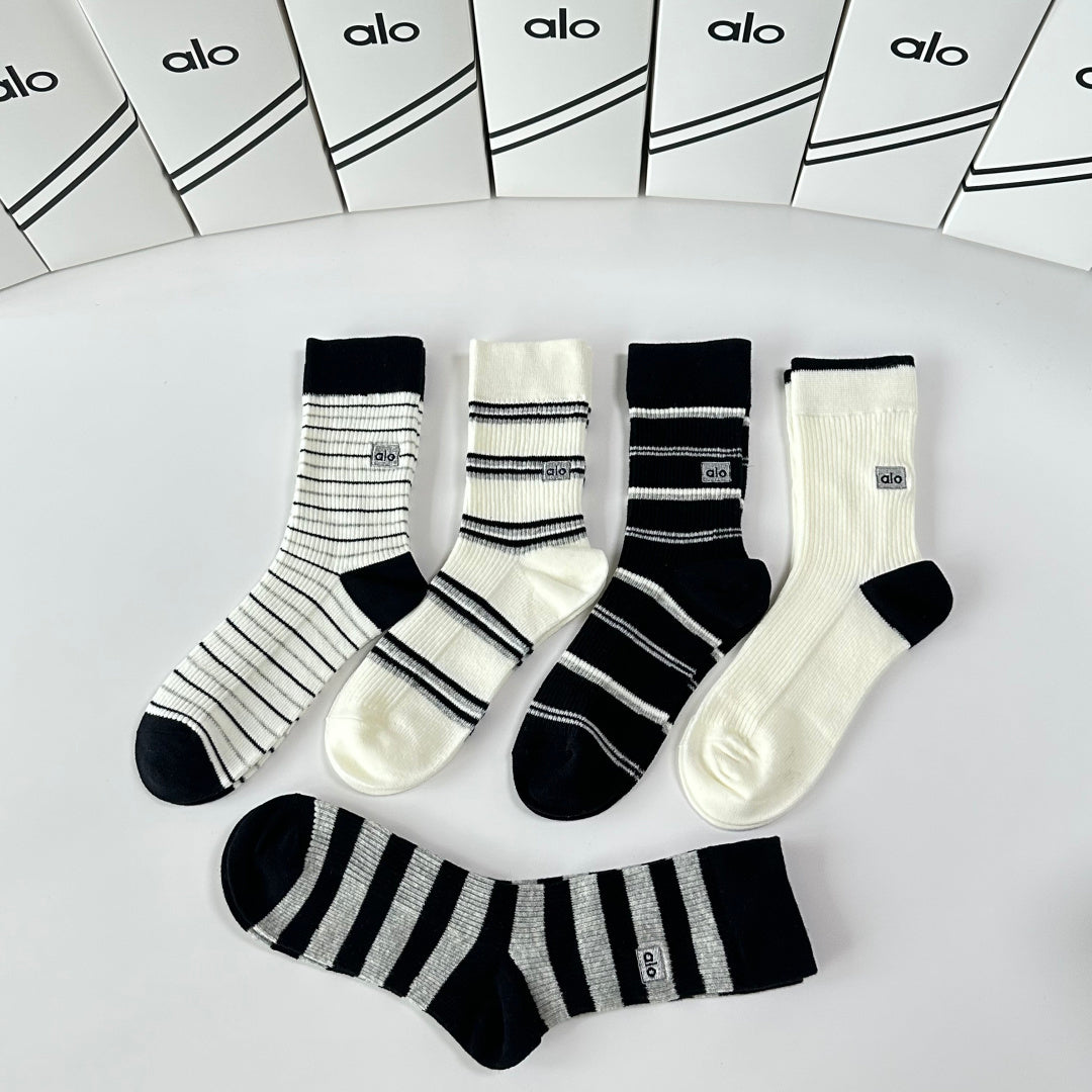 Alo Yoga Cashmere Blend Crew Socks – 5-Pair Set #002