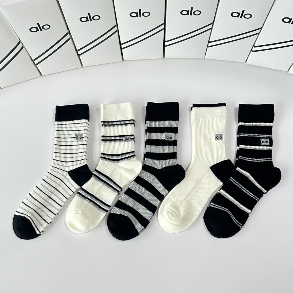 Alo Yoga Cashmere Blend Crew Socks – 5-Pair Set #002