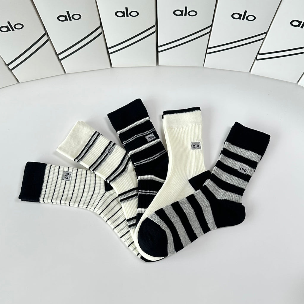 Alo Yoga Cashmere Blend Crew Socks – 5-Pair Set #002