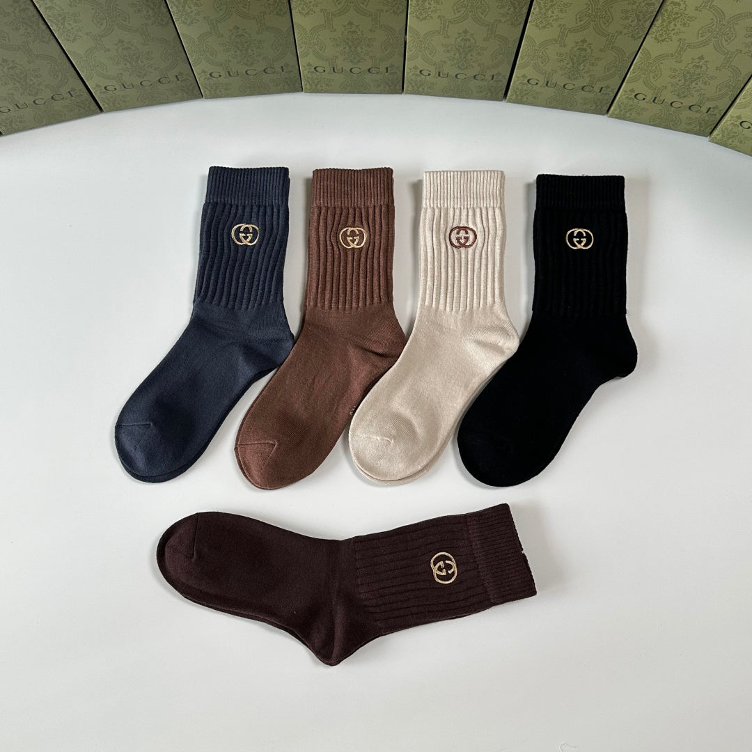 Gucci Cashmere Blend Crew Socks – 5-Pair Set #004
