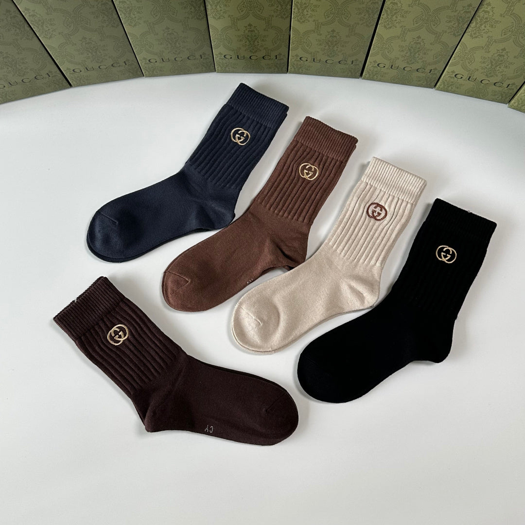 Gucci Cashmere Blend Crew Socks – 5-Pair Set #004