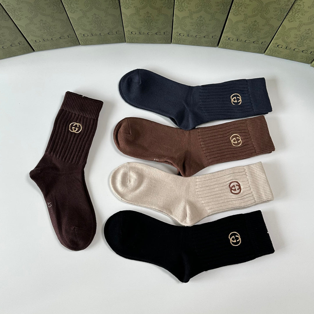 Gucci Cashmere Blend Crew Socks – 5-Pair Set #004