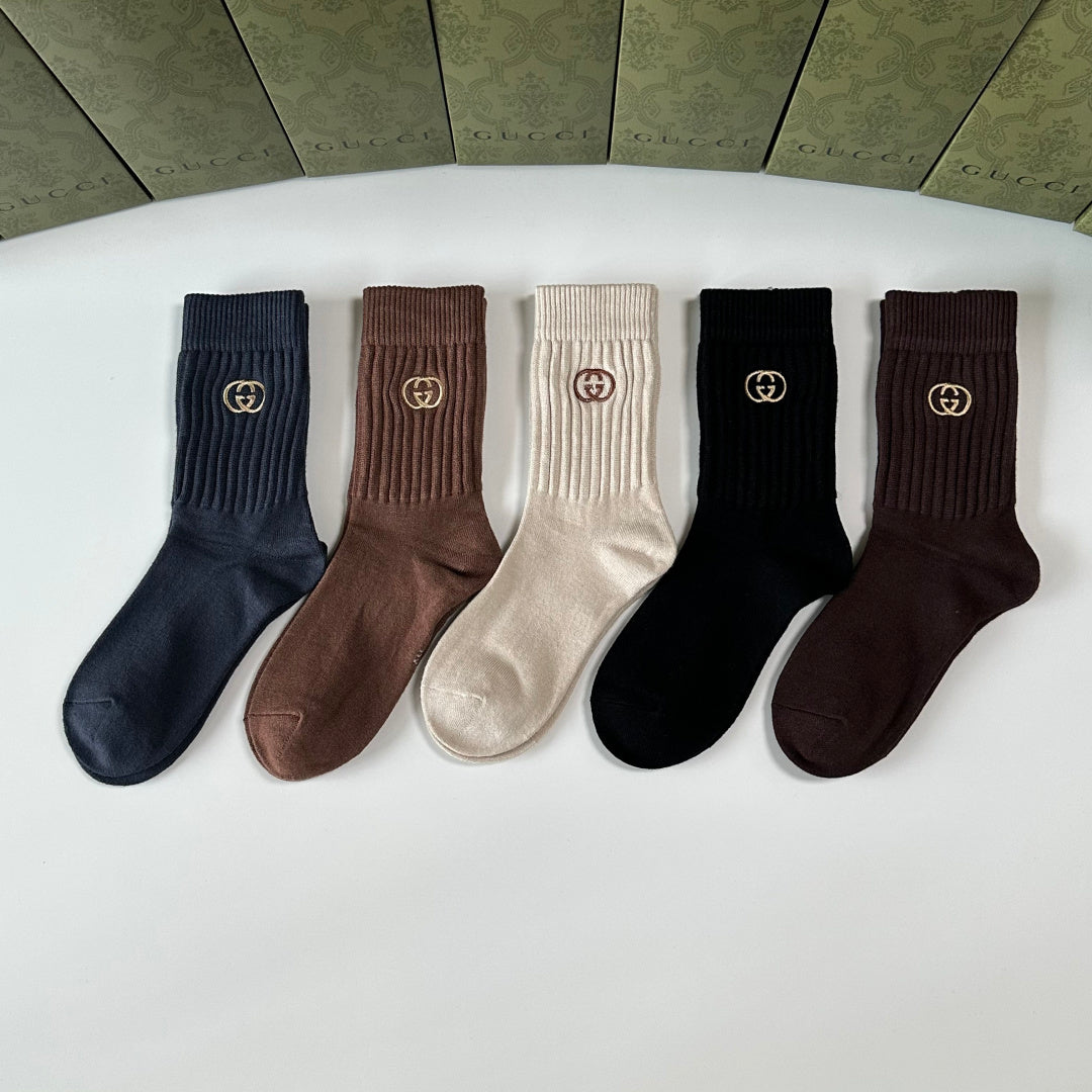 Gucci Cashmere Blend Crew Socks – 5-Pair Set #004