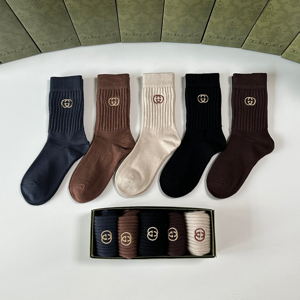 Gucci Cashmere Blend Crew Socks – 5-Pair Set #004