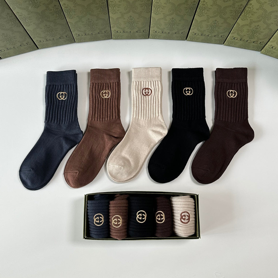 Gucci Cashmere Blend Crew Socks – 5-Pair Set #004