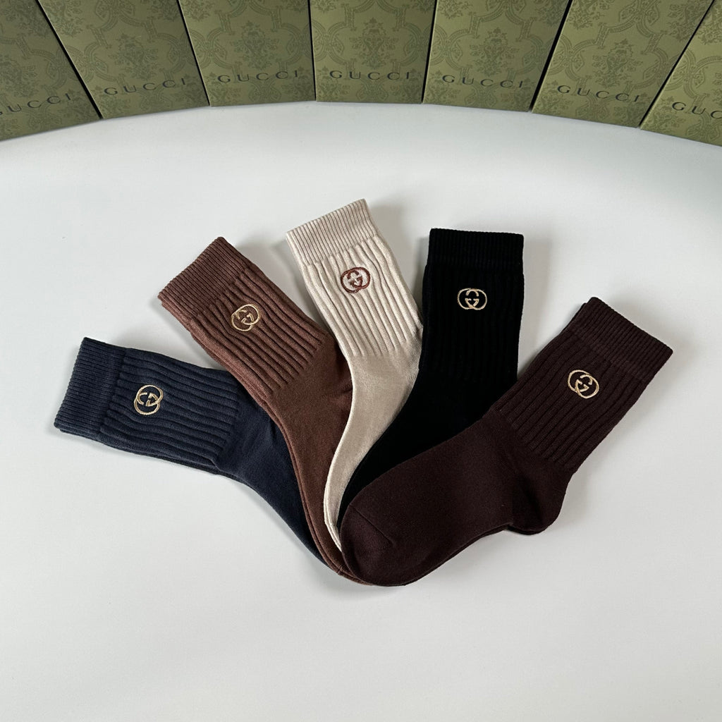 Gucci Cashmere Blend Crew Socks – 5-Pair Set #004