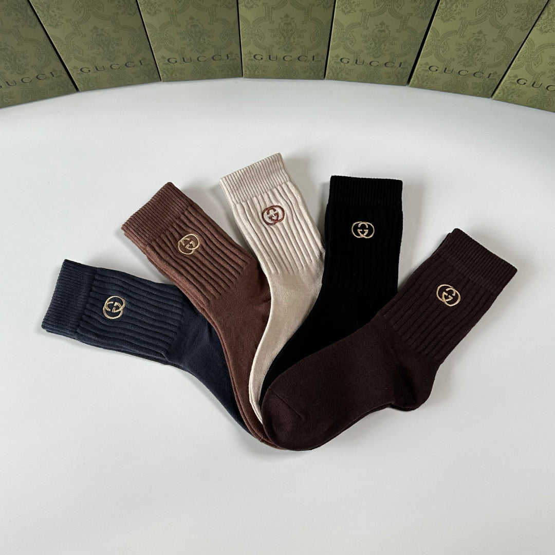 Gucci Cashmere Blend Crew Socks – 5-Pair Set #004