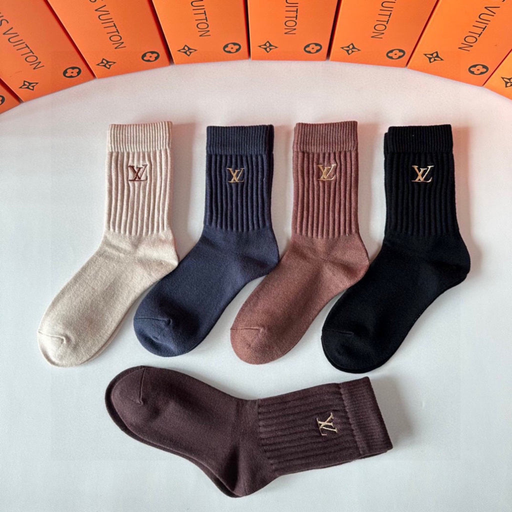 Louis Vuitton Cashmere Blend Crew Socks – 5-Pair Set #003