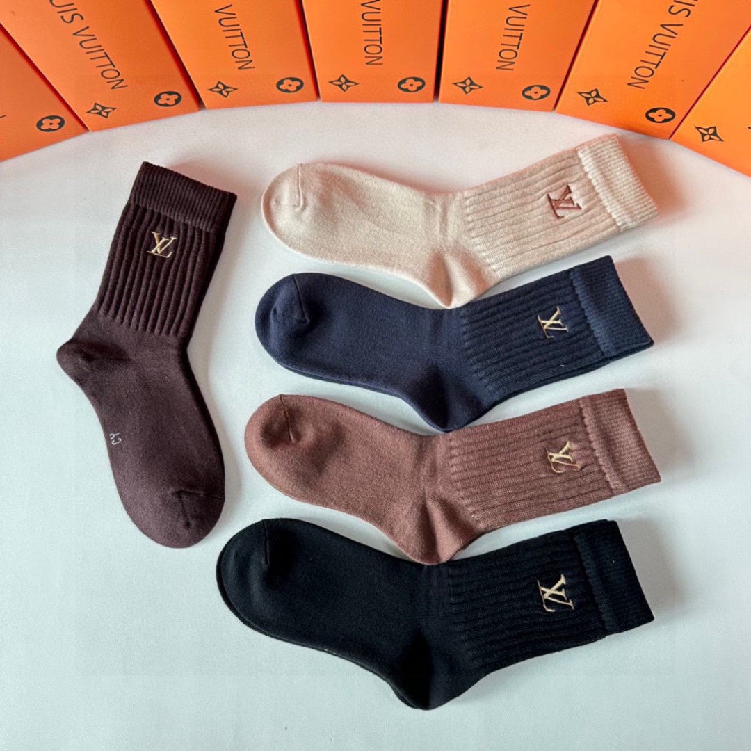 Louis Vuitton Cashmere Blend Crew Socks – 5-Pair Set #003