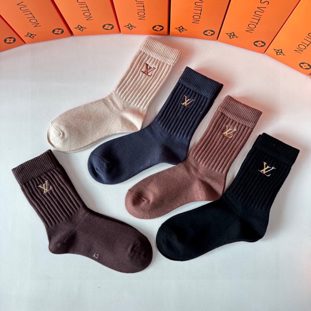 Louis Vuitton Cashmere Blend Crew Socks – 5-Pair Set #003