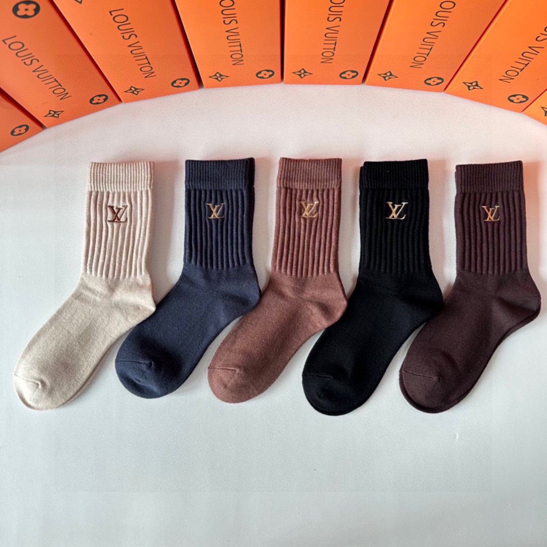 Louis Vuitton Cashmere Blend Crew Socks – 5-Pair Set #003