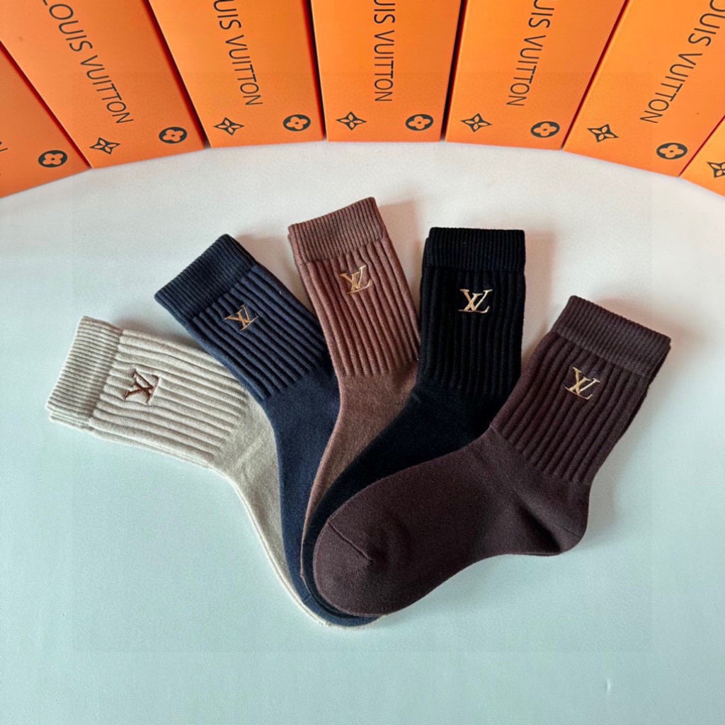 Louis Vuitton Cashmere Blend Crew Socks – 5-Pair Set #003