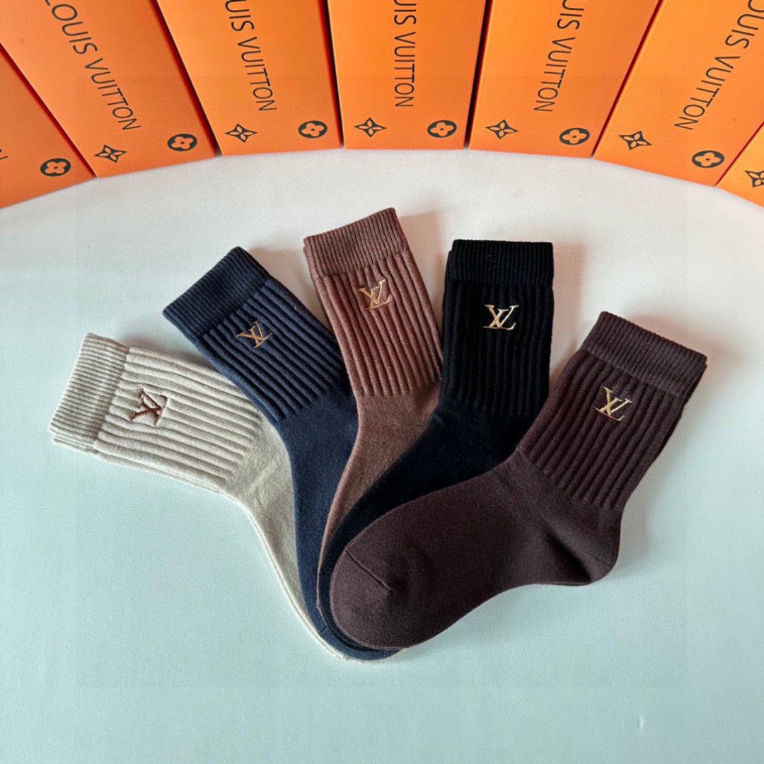 Louis Vuitton Cashmere Blend Crew Socks – 5-Pair Set #003